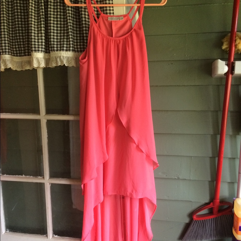 Bisou Bisou hi-low pink halter dress